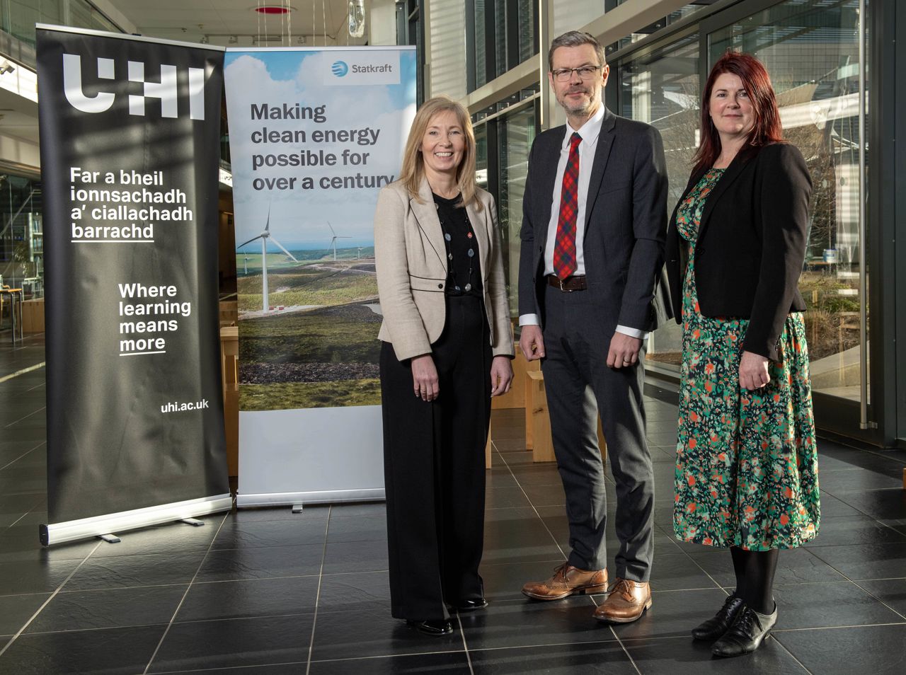 Alison Wilson, Director of Advancement and Alumni Engagement at UHI, with Statkraft's Iain Robertson and Alison Hood